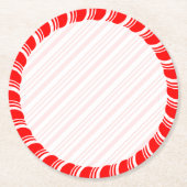 Candy Cane Border Christmas Blank Custom Runder Pappuntersetzer (Vorderseite)