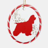 Candy Cane Border Cocker Spaniel Keramik Ornament (Links)