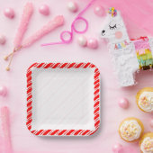 Candy Cane Border Weihnachtsdekor Custom Pappteller (Party)