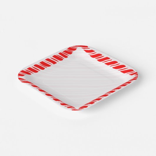 Candy Cane Border Weihnachtsdekor Custom Pappteller (Gewinkelt)