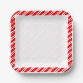 Candy Cane Border Weihnachtsdekor Custom Pappteller (Vorderseite)
