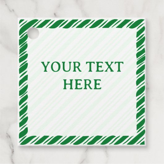 Candy Cane Border Weihnachtsdekor Custom Text Geschenkanhänger (Vorderseite)