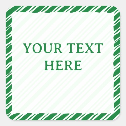 Candy Cane Border Weihnachtsdekor Custom Text Quadratischer Aufkleber (Vorderseite)