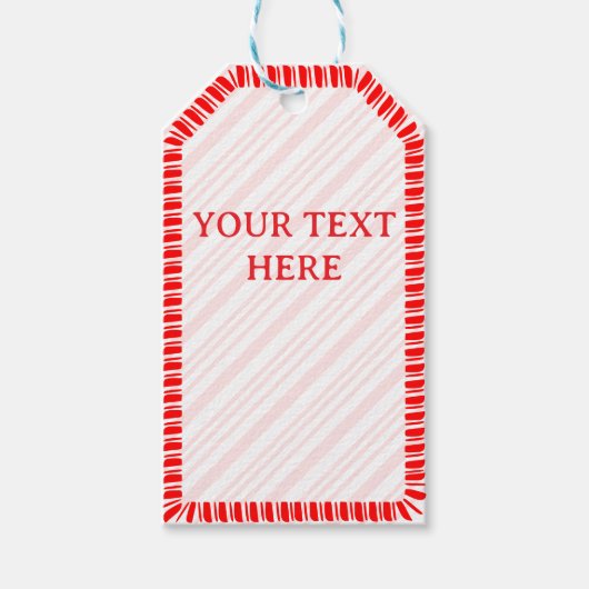 Candy Cane Border Weihnachtsweihnachtsstext Geschenkanhänger (Vorderseite)