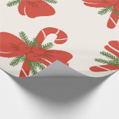 Candy Cane & Bow Cream Ivory Weihnachten Geschenkpapier (Ecke)