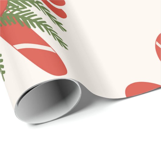 Candy Cane & Bow Cream Ivory Weihnachten Geschenkpapier (Rolleneckpunkt)
