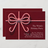 Candy Cane Bow Feiertag Einladung (Vorne/Hinten)