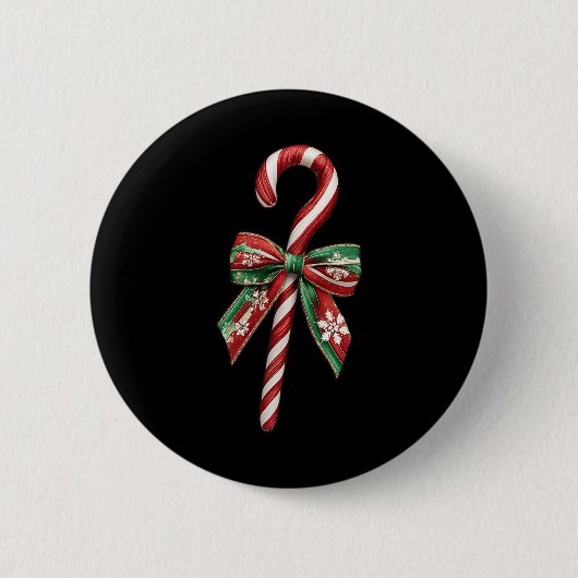Candy Cane Bow Weihnachts Peppermint Weihnachtskup Button (Vorderseite)