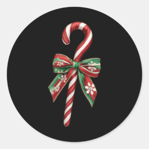 Candy Cane Bow Weihnachts Peppermint Weihnachtskup Runder Aufkleber