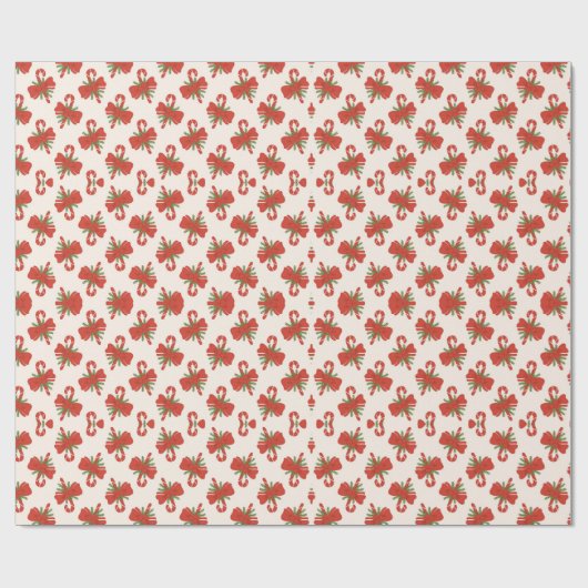 Candy Cane Bow Weihnachtswrapping Paper Geschenkpapier (Flach)