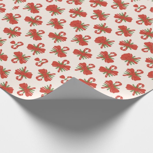 Candy Cane Bow Weihnachtswrapping Paper Geschenkpapier (Ecke)
