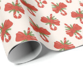 Candy Cane Bow Weihnachtswrapping Paper Geschenkpapier (Rolleneckpunkt)