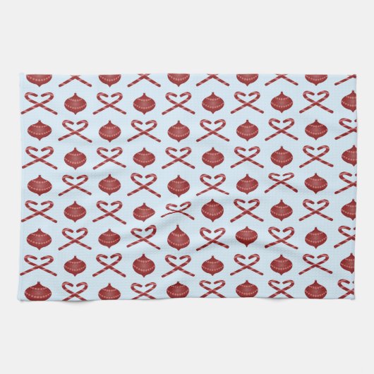 Candy Cane Bows und Ornamente Geschirrtuch (Horizontal)