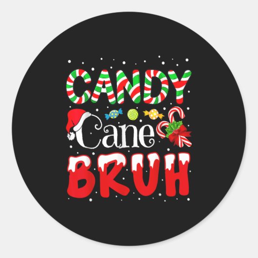 Candy Cane Bruh Christmas Liebe Candy Boys Girls Runder Aufkleber (Vorderseite)