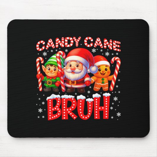 Candy Cane Bruh Cute Santa Elf Christmas Xmas Boy Mousepad (Vorne)