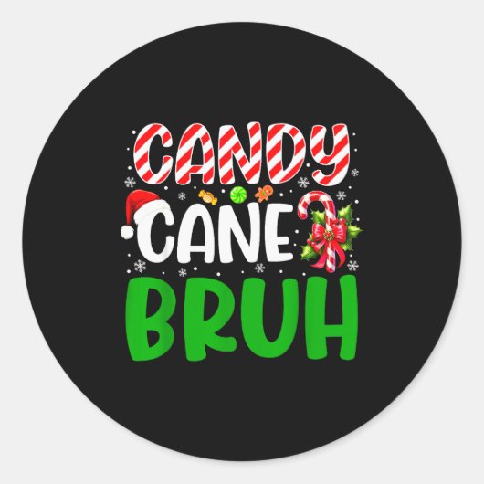 Candy Cane Bruh Funny Christmas Family Matching Xm Runder Aufkleber (Vorderseite)