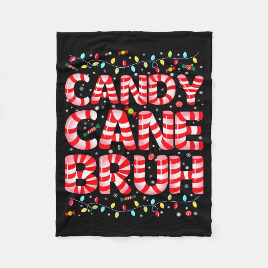 Candy Cane Bruh Tree Light Pjs Christmas Xmas Men Fleecedecke (Vorderseite)