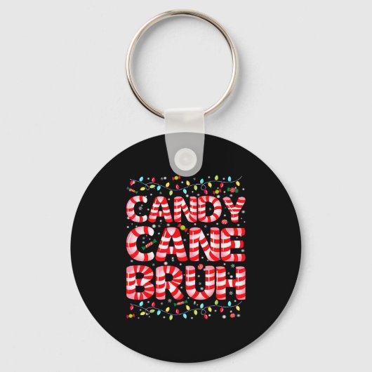 Candy Cane Bruh Tree Light Pjs Christmas Xmas Men Schlüsselanhänger (Vorderseite)