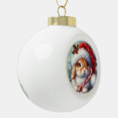 Candy Cane Bunny Rabbit Keramik Kugel-Ornament (Links)