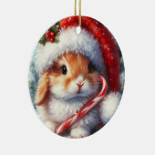 Candy Cane Bunny Rabbit Weihnachten Keramik Ornament (Rechts)