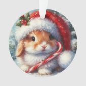 Candy Cane Bunny Rabbit Weihnachten Ornament (Vorderseite)