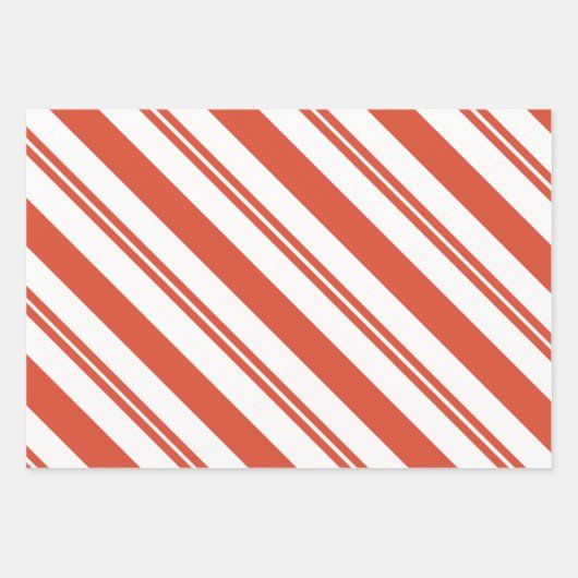 Candy Cane Chorus Diagonal Flat Sheet Set of 3 Geschenkpapier Set (Vorderseite)
