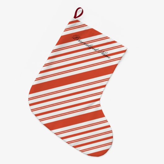 Candy Cane Chorus-Stripe-Diagonal Großer Weihnachtsstrumpf (Vorderansicht (hängend))