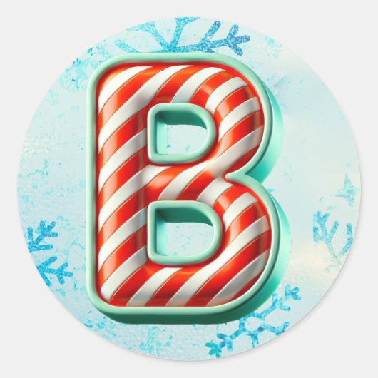 Candy Cane Christmas "B" Sticker, Feste Streifen Runder Aufkleber (Vorderseite)