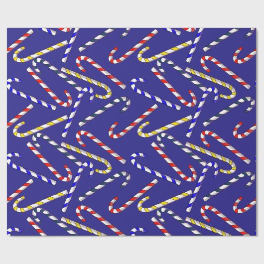 Candy Cane Christmas Blue Geschenkpapier (Flach)