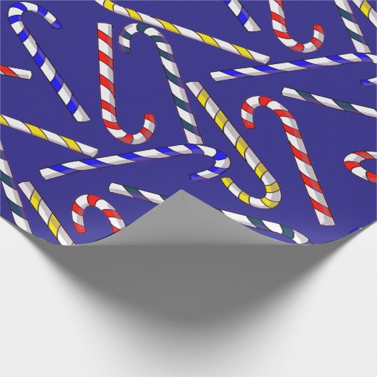 Candy Cane Christmas Blue Geschenkpapier (Ecke)