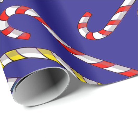 Candy Cane Christmas Blue Geschenkpapier (Rolleneckpunkt)
