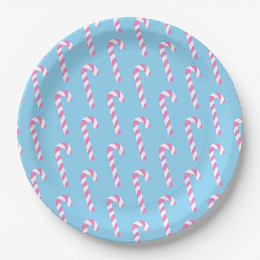 Candy Cane Christmas Blue Pappteller (Vorderseite)