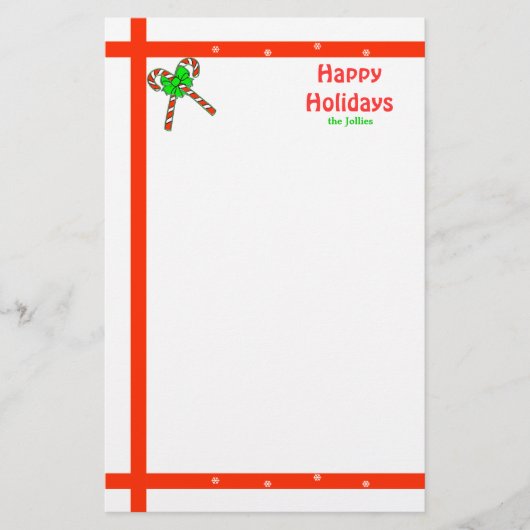 Candy Cane Christmas Briefpapier (Vorderseite)