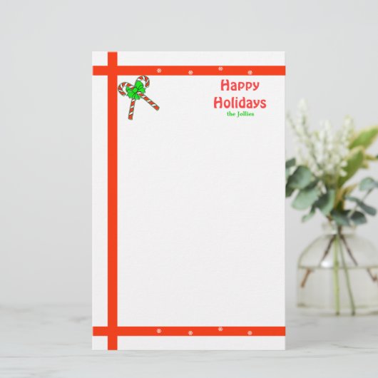 Candy Cane Christmas Briefpapier (Stehend Vorderseite)