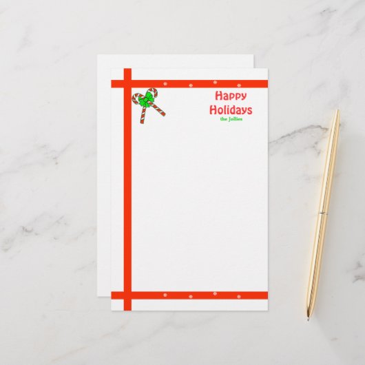 Candy Cane Christmas Briefpapier (Vorderseite/Rückseite Beispiel)