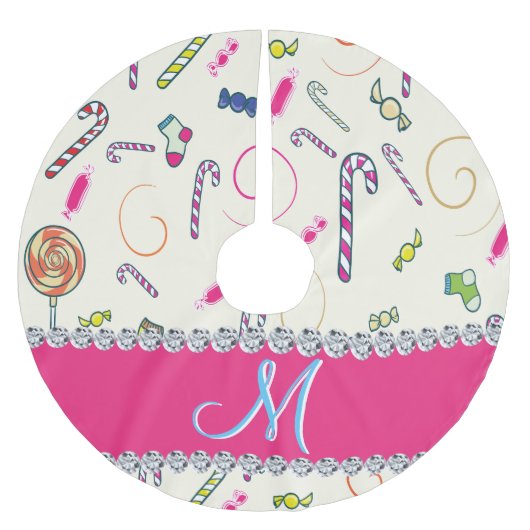 Candy Cane Christmas Brushed Polyester Tree Skirt Polyester Weihnachtsbaumdecke (Vorderseite)