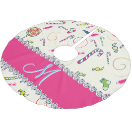 Candy Cane Christmas Brushed Polyester Tree Skirt Weihnachtsbaumdecke
