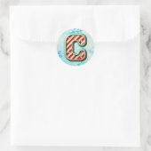 Candy Cane Christmas "C" Sticker, Feste Streifen Runder Aufkleber (Tasche)