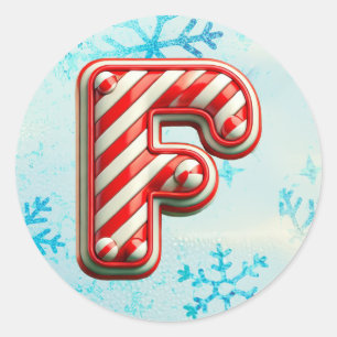 Candy Cane Christmas "F" Sticker, Feste Streifen Runder Aufkleber