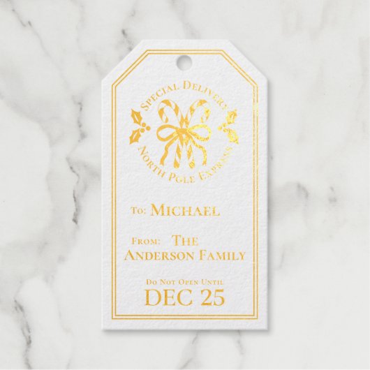 Candy Cane Christmas Foil Gift Tag Geschenkanhänger (Vorderseite)