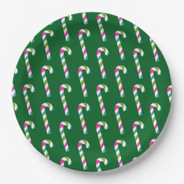 Candy Cane Christmas Green Pappteller
