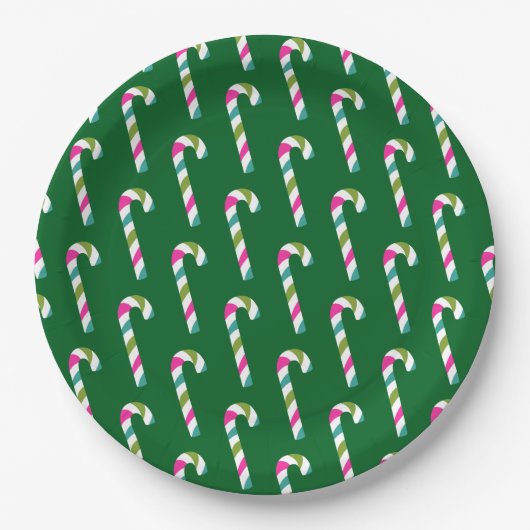 Candy Cane Christmas Green Pappteller (Vorderseite)