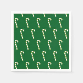 Candy Cane Christmas Green Serviette