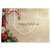 Candy Cane Christmas Holiday Gift Bag Große Geschenktüte (Vorderseite)