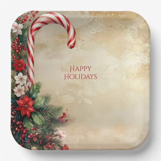 Candy Cane Christmas Holiday Paper Plate Pappteller (Vorderseite)
