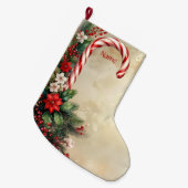 Candy Cane Christmas Holiday Stocking Großer Weihnachtsstrumpf (Vorderansicht (hängend))