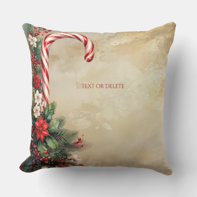 Candy Cane Christmas Holiday Throw Pillow Kissen (Vorderseite)