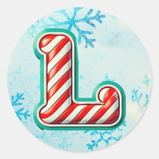 Candy Cane Christmas "L" Sticker, Feste Streifen Runder Aufkleber (Vorderseite)
