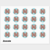 Candy Cane Christmas "N" Sticker, Feste Streifen Runder Aufkleber (Blatt)