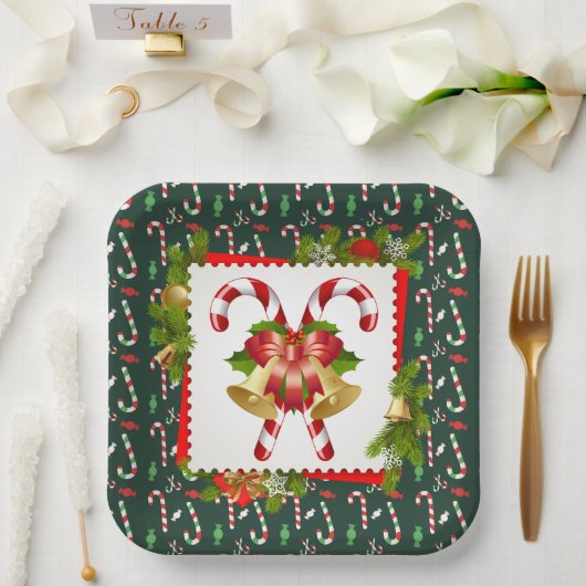 Candy Cane Christmas Pappteller (Hochzeit)